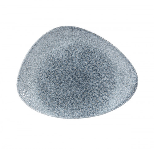 Assiette plate triangulaire bleu porcelaine vitrifiée 26,5x20,5 cm Raku Topaz Churchill