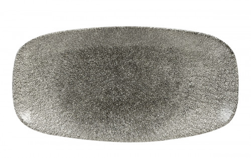 Assiette plate rectangulaire noir porcelaine vitrifiée 29,8x15,3 cm Raku Quartz Churchill