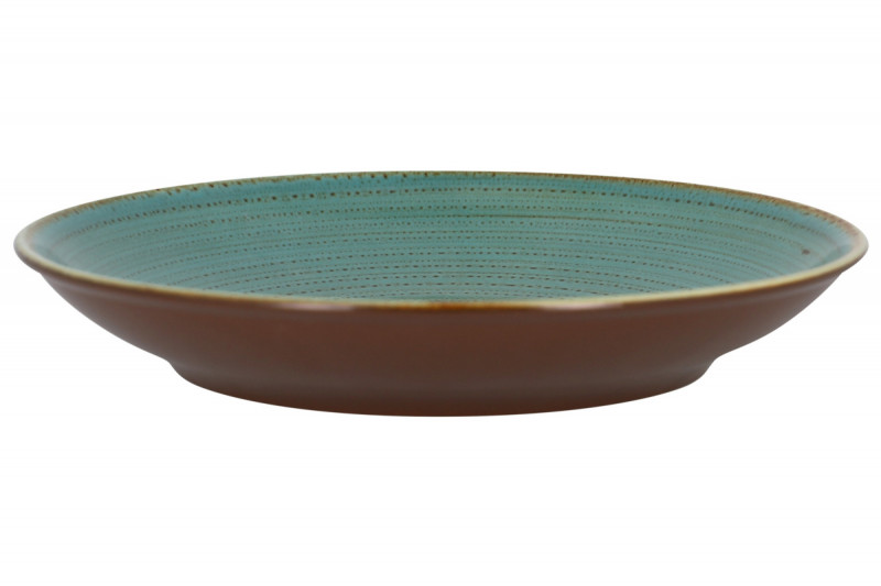 Assiette coupe creuse rond turquoise porcelaine vitrifiée Ø 27,8 cm Twirl Rak