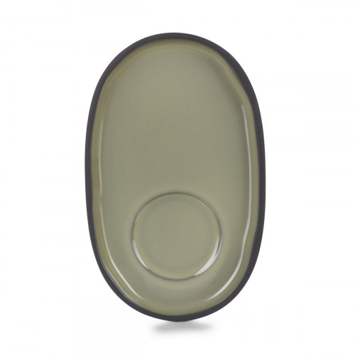 Sous-tasse à expresso ovale vert porcelaine culinaire 13,5 cm Caractère Revol