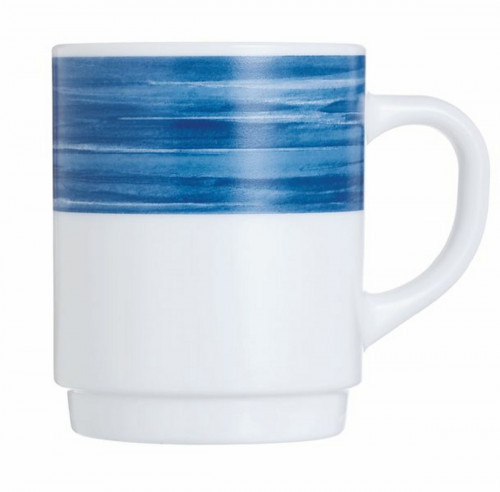 Mug rond bleu verre opal 25 cl Ø 7,2 cm Brush Arcoroc