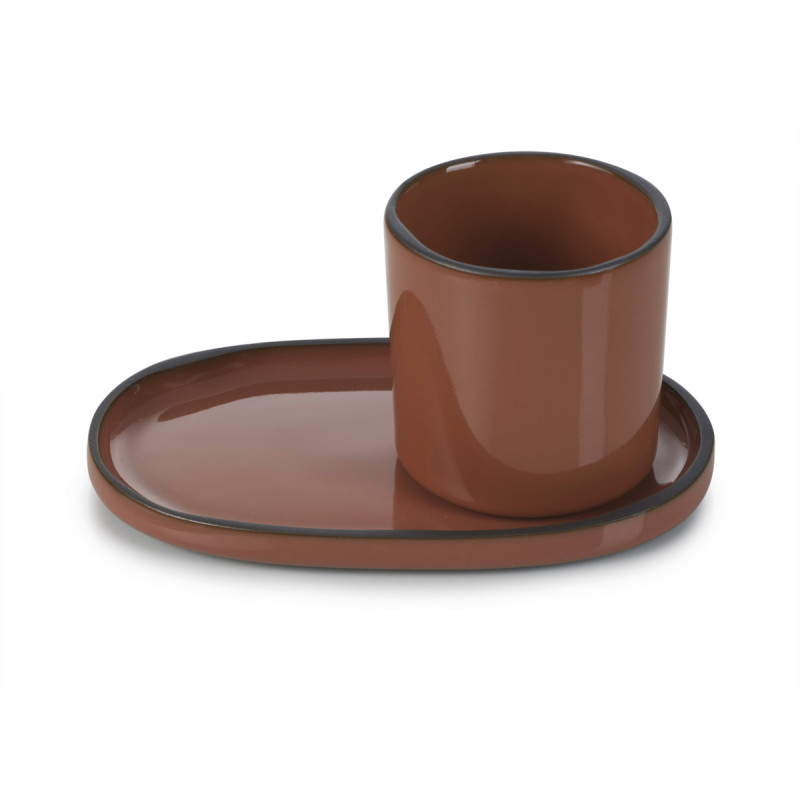 Sous tasse à espresso ovale rouge porcelaine culinaire 13,5 cm Caractère Revol