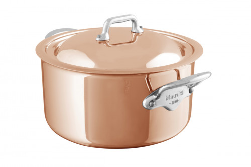 Cocotte avec couvercle cuivre inox inox 18/10 Sans revêtement Avec couvercle Ø 24 cm 13,5 cm 3,2 L M'6s Mauviel
