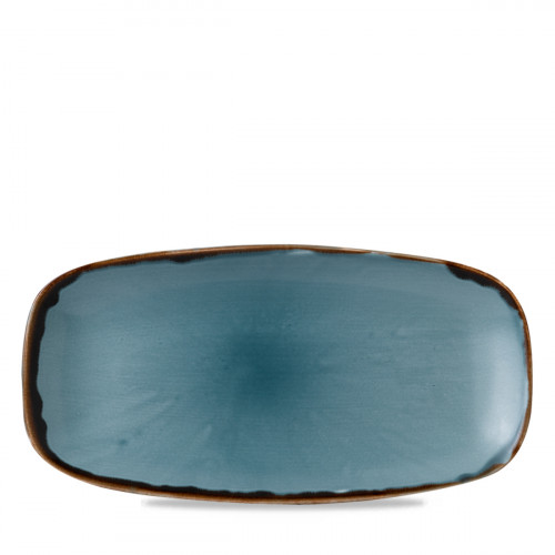 Assiette plate rectangulaire bleu porcelaine vitrifiée 35,5x18,9 cm Harvest Dudson