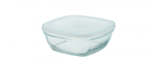 Boîte avec couvercle carré transparent verre trempé 14,2 cm Freshbox Duralex