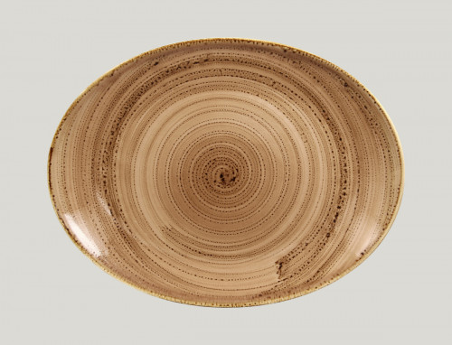 Plat ovale marron porcelaine vitrifiée 36 cm Twirl Rak
