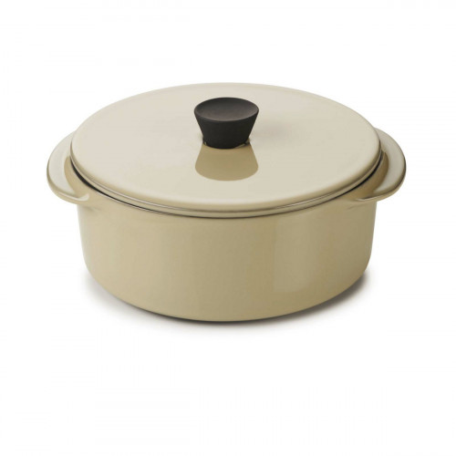 Cocotte avec couvercle rond beige porcelaine culinaire Ø 12 cm Caractère Revol
