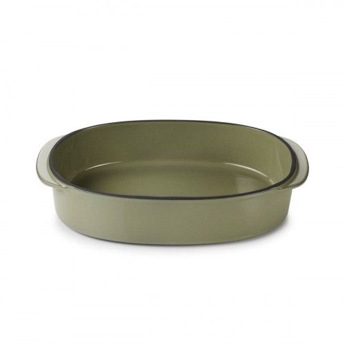 Plat ovale vert porcelaine culinaire 26 cm Caractère Revol