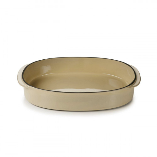 Plat ovale beige porcelaine culinaire 34 cm Caractère Revol