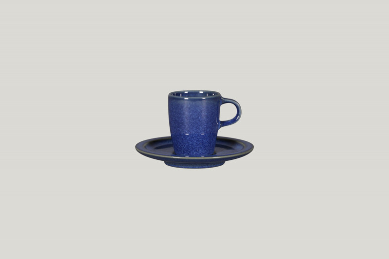 Sous tasse à espresso rond bleu porcelaine vitrifiée Ø 13 cm Rakstone Ease Rak