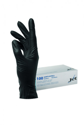 Gants nitrile non poudrés noir S (100 pièces)