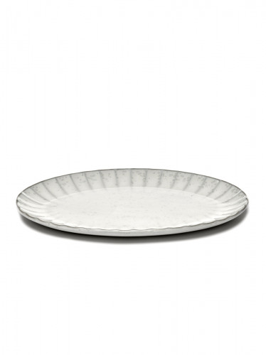Assiette plate ovale blanc grès émaillé 30x21 cm Inku Serax