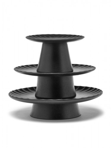 Présentoir à pâtisserie rond noir grès émaillé Ø 21 cm Inku Serax