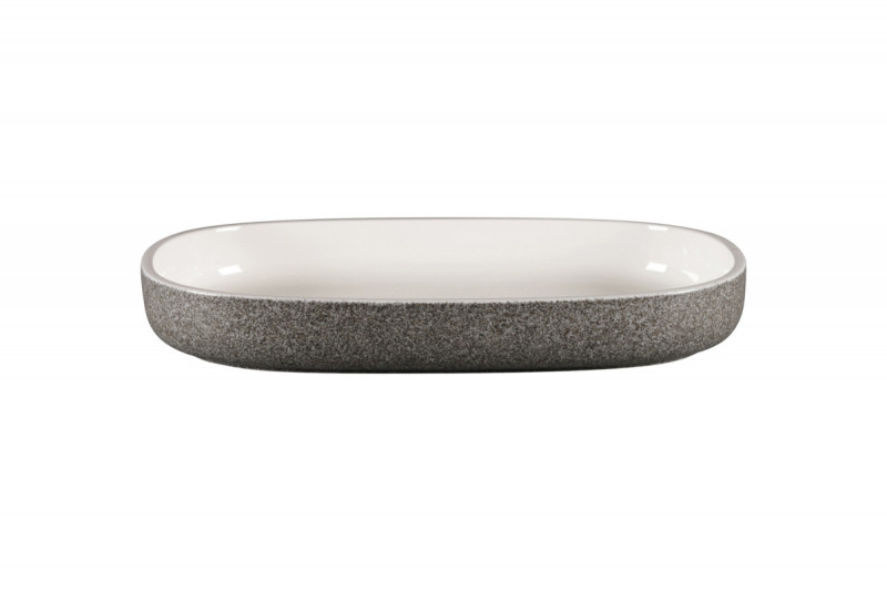 Plat creux ovale gris porcelaine vitrifiée 33,2 cm Rakstone Ease Rak