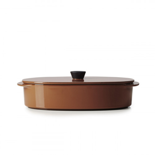 Plat avec couvercle ovale rouge porcelaine culinaire 26x18,5 cm Caractère Revol