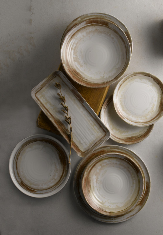 Assiette coupe plate rond beige porcelaine vitrifiée Ø 31,8 cm Finca Sanstone Dudson