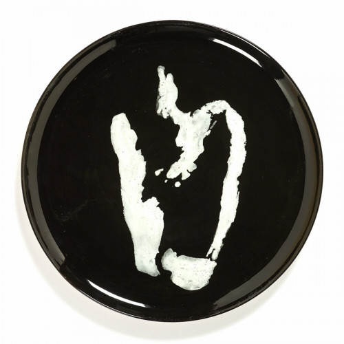 Assiette plate rond noir poivron blanc grès émaillé Ø 19 cm Feast By Ottolenghi Serax