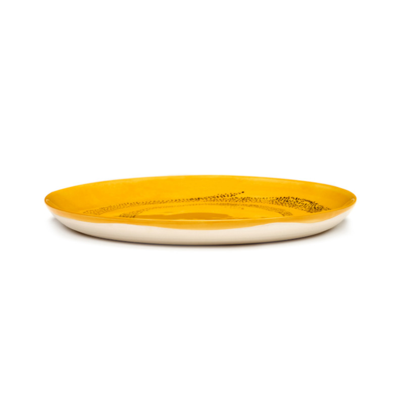 Assiette plate rond sunny yellow - points noirs grès émaillé Ø 22,5 cm Feast By Ottolenghi Serax
