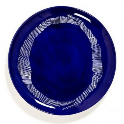 Assiette plate rond lapis lazuli swirl - stripes blancs grès émaillé Ø 26,5 cm Feast By Ottolenghi Serax