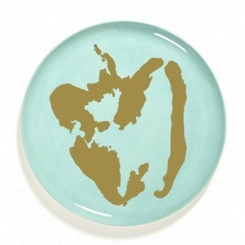 Assiette plate rond azure poivron or grès émaillé Ø 35 cm Feast By Ottolenghi Serax