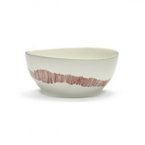 Bol rond blanc swirl - stripes rouge grès émaillé Ø 16 cm Feast By Ottolenghi Serax