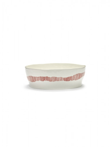 Saladier rond blanc swirl - stripes rouge grès émaillé Ø 28,5 cm Feast By Ottolenghi Serax