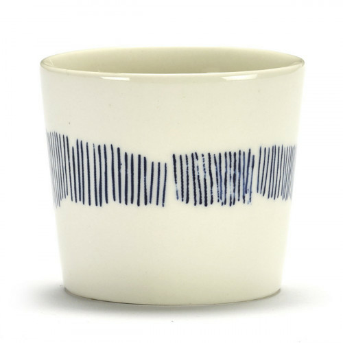 Tasse à thé rond blanc swirl - stripes bleu grès émaillé 33 cl Ø 8,5 cm Feast By Ottolenghi Serax