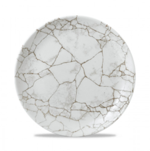 Assiette coupe plate rond gris porcelaine vitrifiée Ø 26 cm Kintsugi Agate Grey Churchill
