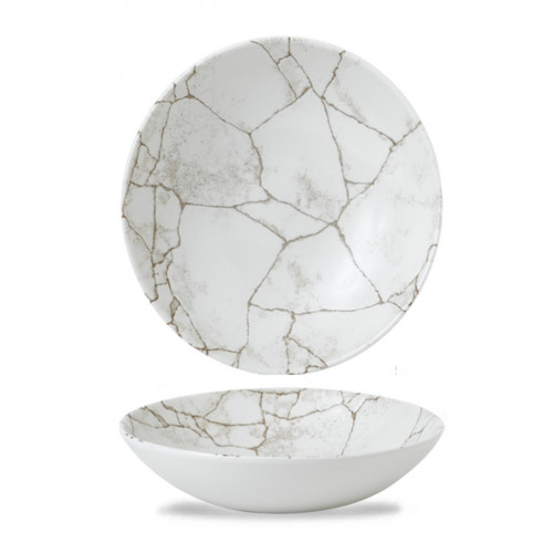 Assiette coupe creuse rond gris porcelaine vitrifiée Ø 18,2 cm Kintsugi Agate Grey Churchill