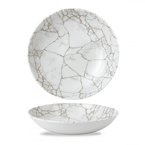 Assiette coupe creuse rond gris porcelaine vitrifiée Ø 24,8 cm Kintsugi Agate Grey Churchill