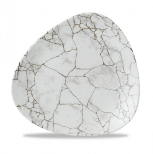 Assiette coupe plate triangulaire gris porcelaine vitrifiée Ø 26,5 cm 26,5x26,5 cm Kintsugi Agate Grey Churchill