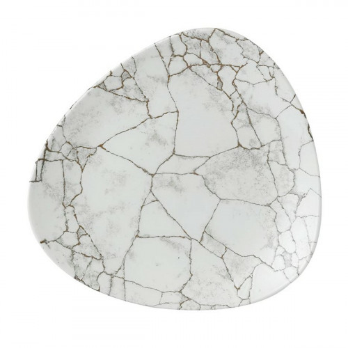 Assiette coupe plate triangulaire gris porcelaine vitrifiée 23,5x23,5 cm Kintsugi Agate Grey Churchill