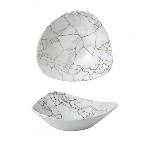 Bol triangulaire gris porcelaine vitrifiée 18,5 cm Kintsugi Agate Grey Churchill