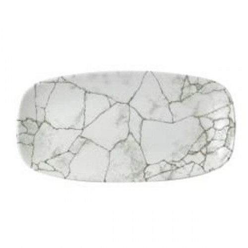 Assiette coupe plate rectangulaire gris porcelaine vitrifiée 29,8x15,3 cm Kintsugi Agate Grey Churchill
