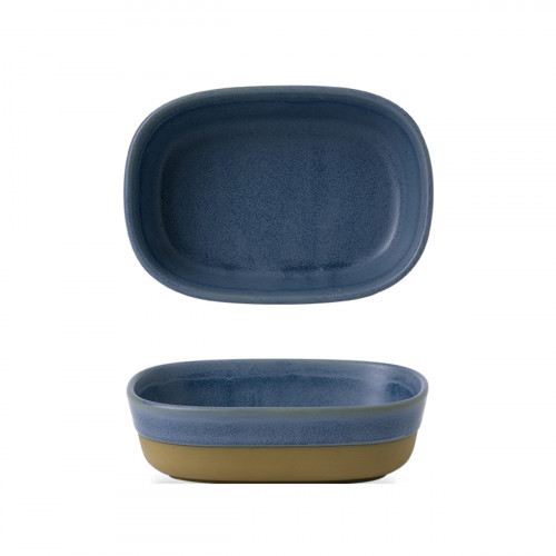 Plat à partager rectangulaire bleu porcelaine vitrifiée 17 cm Emerge Oslo Churchill