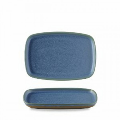 Assiette à partager rectangulaire bleu porcelaine vitrifiée 22x15 cm Emerge Oslo Churchill