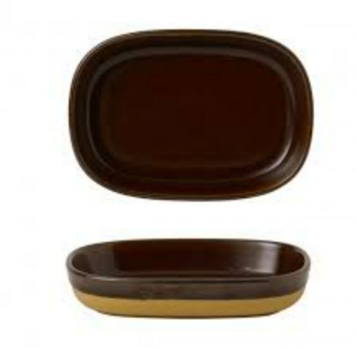 Plat à partager rectangulaire brun porcelaine vitrifiée 17 cm Emerge Cinnamon Churchill