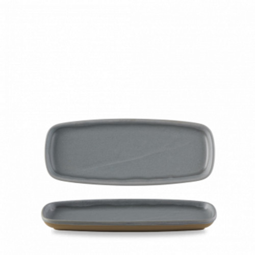 Assiette à partager rectangulaire gris porcelaine vitrifiée 25,1x10 cm Emerge Seatle Churchill