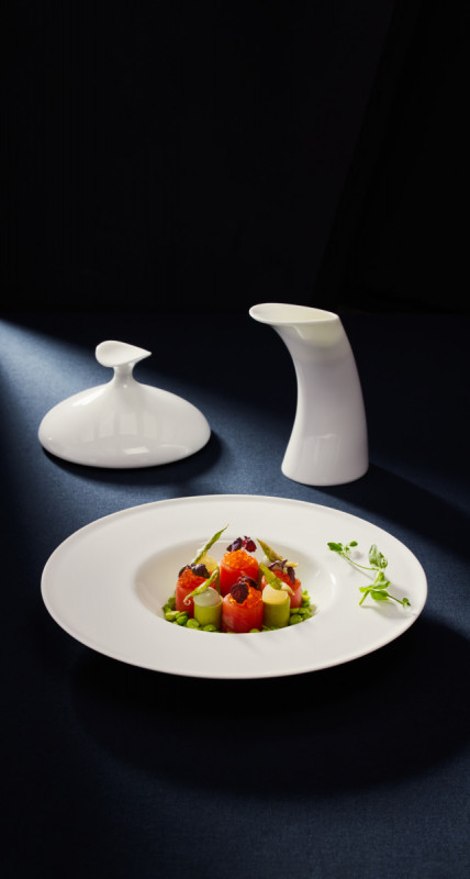 Assiette creuse gourmet rond blanc porcelaine bone china Ø 25 cm Bravura Rak