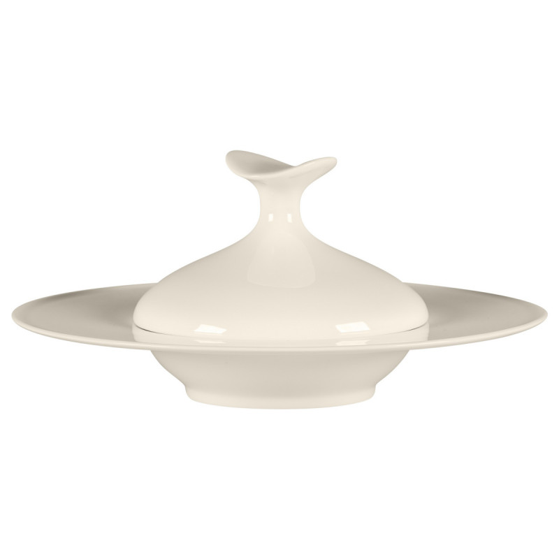 Cloche pour assiette creuse gourmet rond blanc porcelaine bone china Ø 14 cm Bravura Rak
