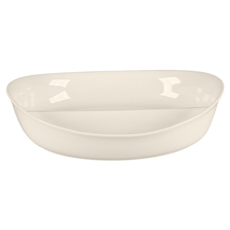 Plat à légumes 2 compartiments ovale blanc porcelaine bone china 21 cm Bravura Rak