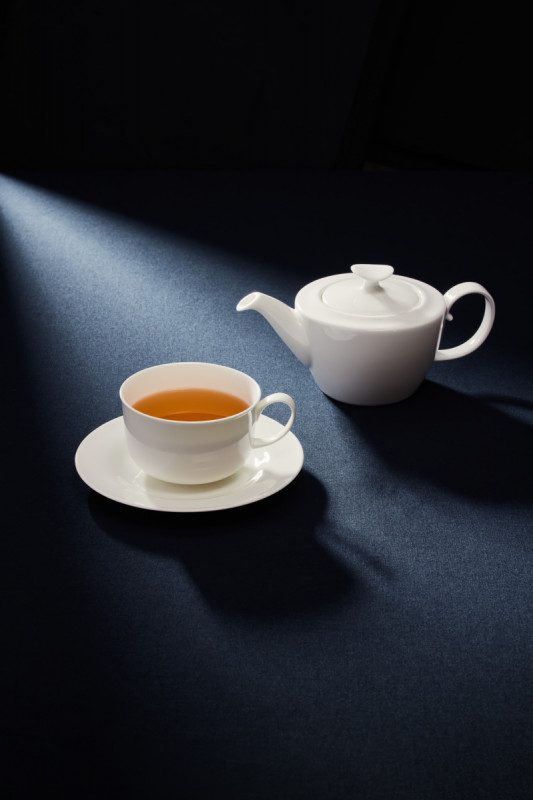 Théière & couvercle ovale blanc porcelaine bone china 120 cl Ø 16 cm Bravura Rak