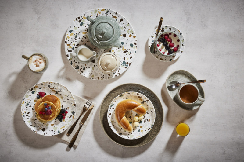 Assiette coupe plate rond multicolore porcelaine Ø 23,6 cm Kerrazzo Rak