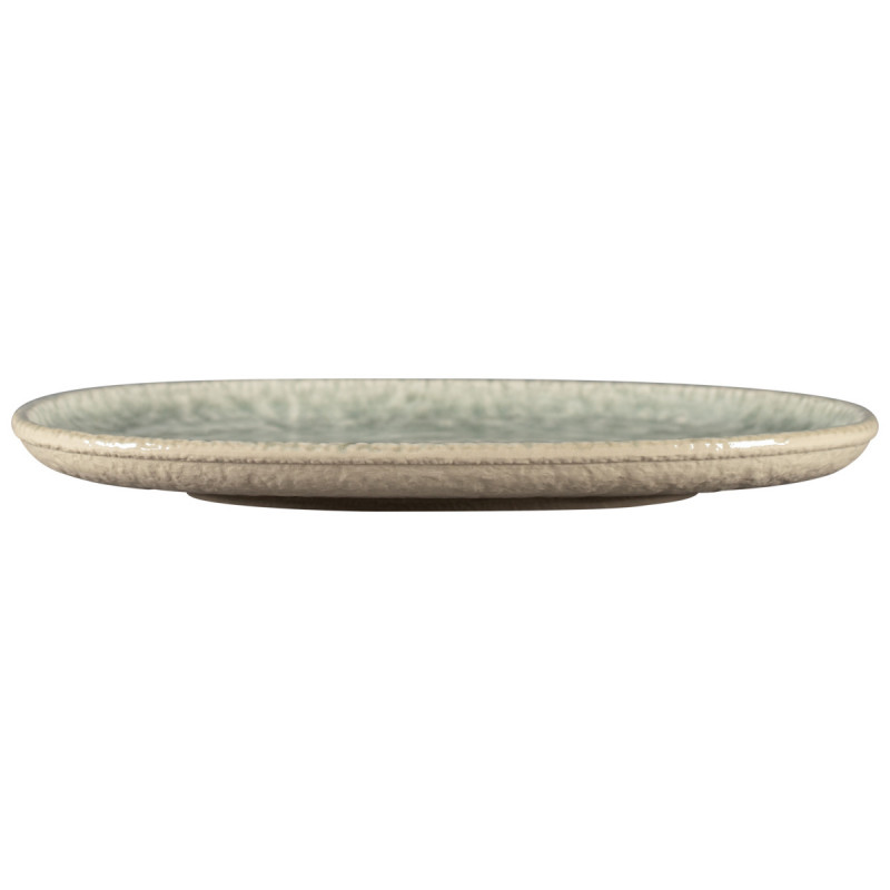 Plat coupe ovale céladon porcelaine vitrifiée 25 cm Krush Rak