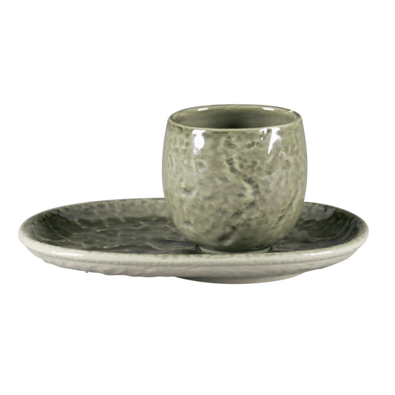 Sous-tasse à expresso ovale steel porcelaine vitrifiée 15 cm Krush Rak