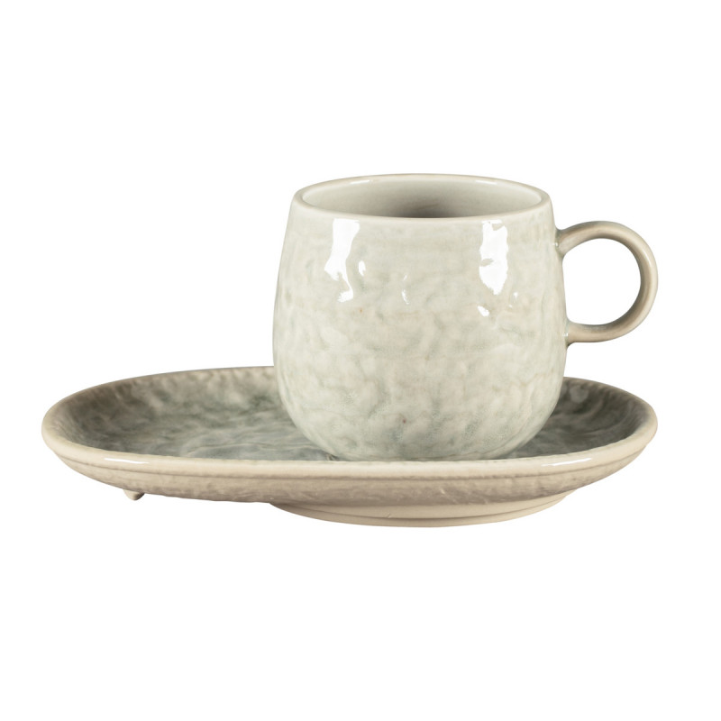 Sous tasse à déjeuner ovale céladon porcelaine vitrifiée 19 cm Krush Rak