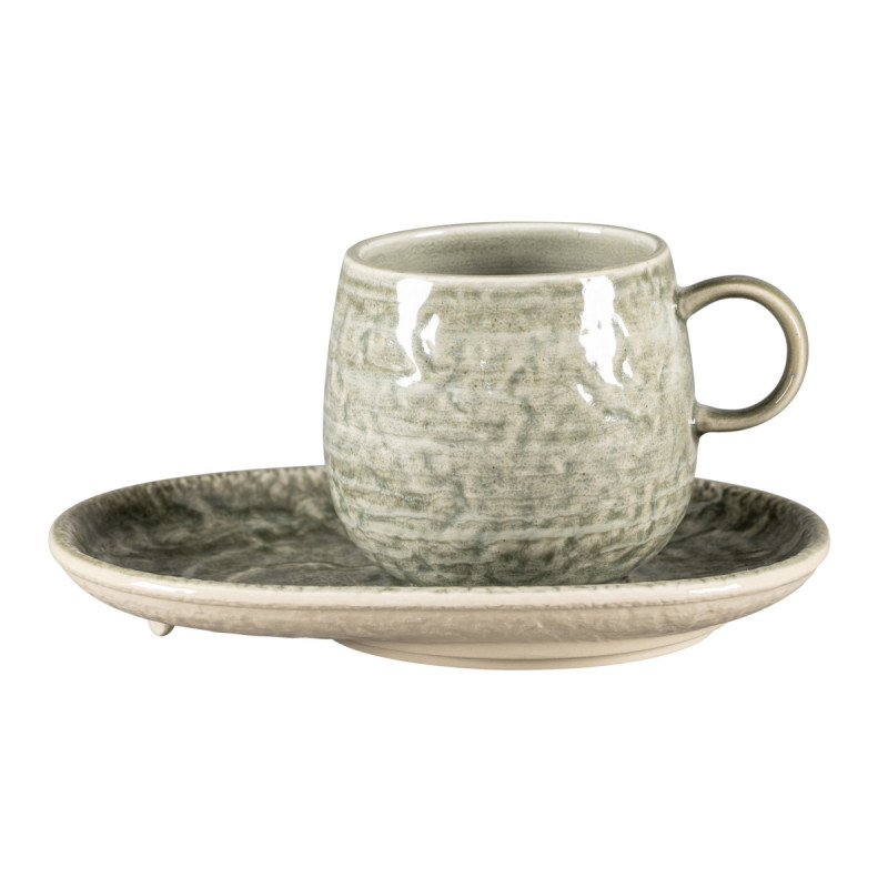 Sous tasse à déjeuner ovale Sage porcelaine vitrifiée 19 cm Krush Rak