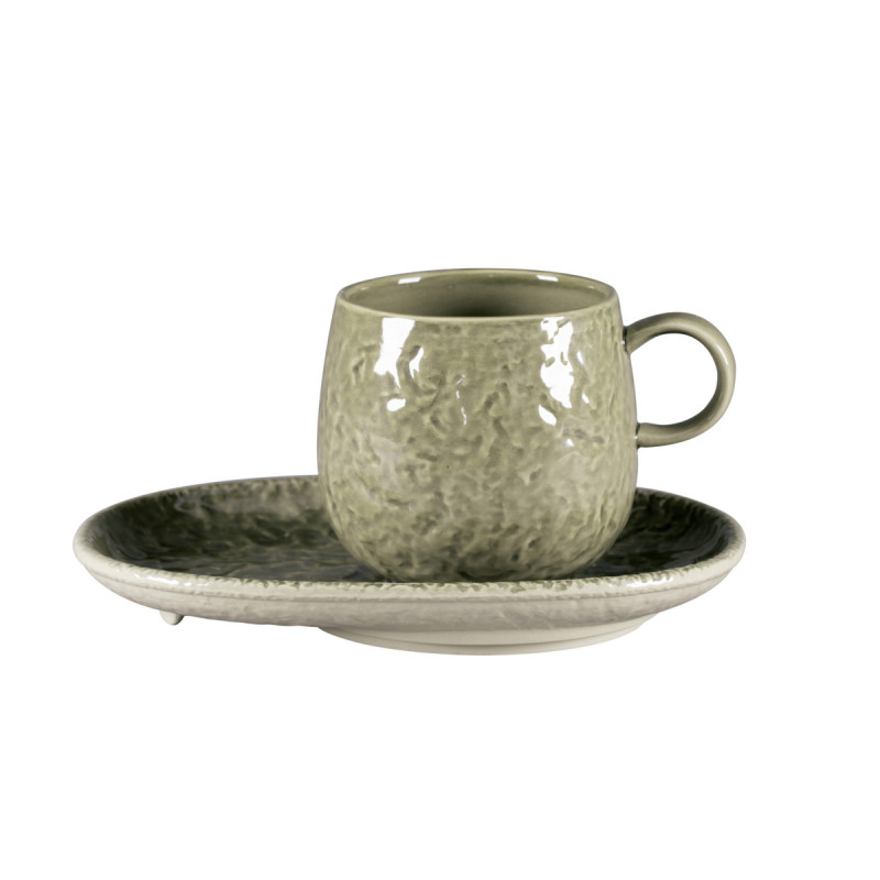 Sous tasse à déjeuner ovale steel porcelaine vitrifiée 19 cm Krush Rak