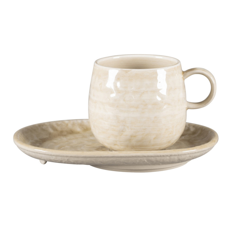 Sous tasse à déjeuner ovale vanilla porcelaine vitrifiée 19 cm Krush Rak