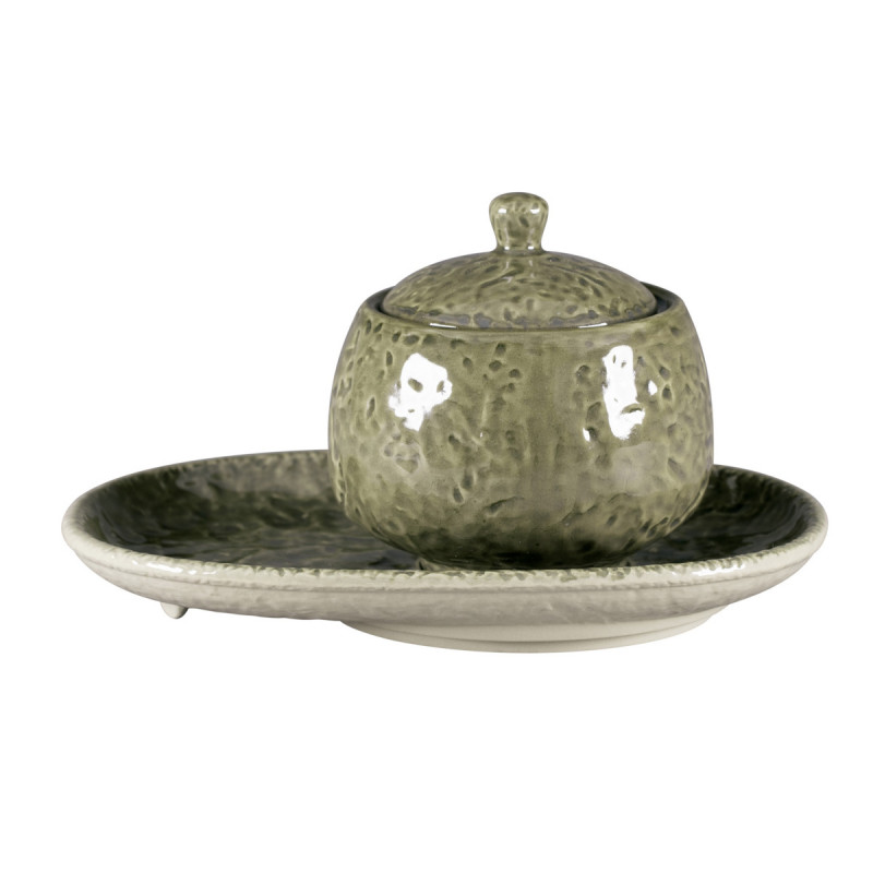 Sucrier avec couvercle rond steel porcelaine vitrifiée 25 cl Ø 8,8 cm Krush Rak